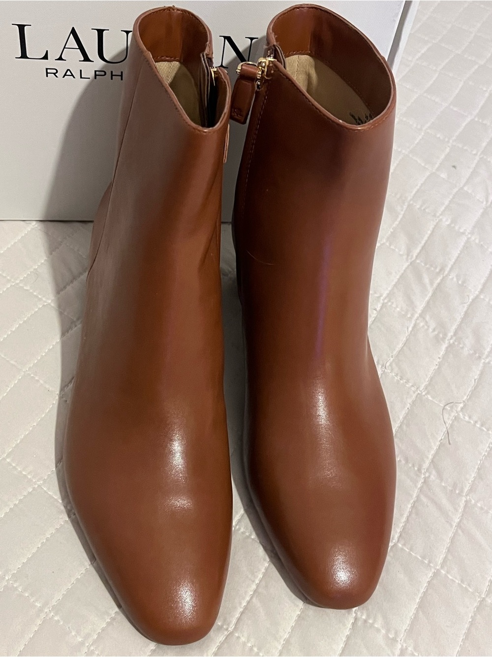 Lauren Ralph Lauren Brown Leather Pointed Ankle Booties
